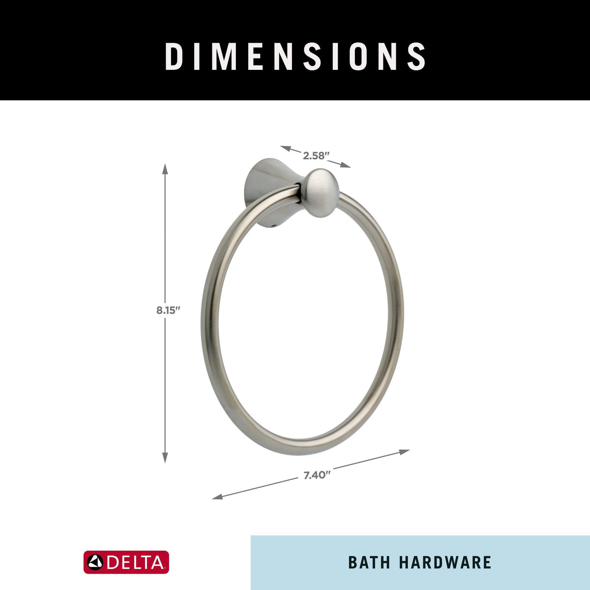 Delta Lahara Brilliance Stainless Steel Wall Mount Towel Ring