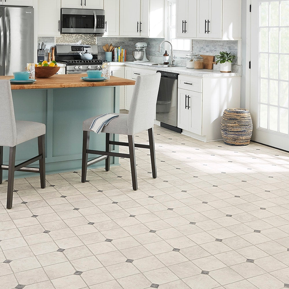 Style Selections 12-ft W Cut-to-Length Carriage Point Stone Tile-Look Low-Gloss Sheet Vinyl Flooring