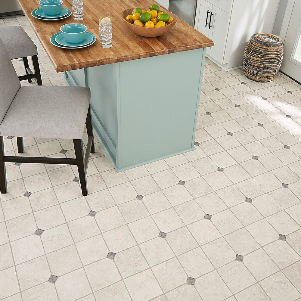 Style Selections 12-ft W Cut-to-Length Carriage Point Stone Tile-Look Low-Gloss Sheet Vinyl Flooring