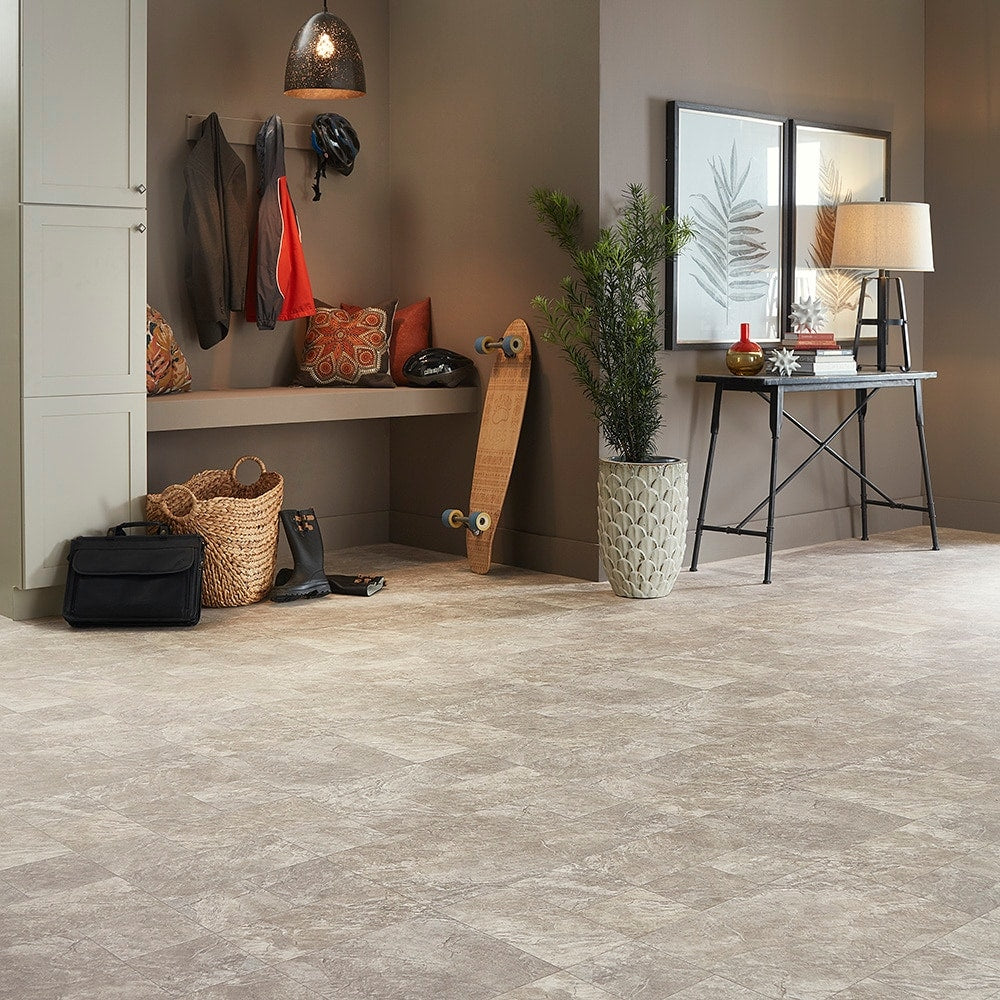 Style Selections 12-ft W Cut-to-Length Wexford Slate Stone-Look Low-Gloss Sheet Vinyl Flooring