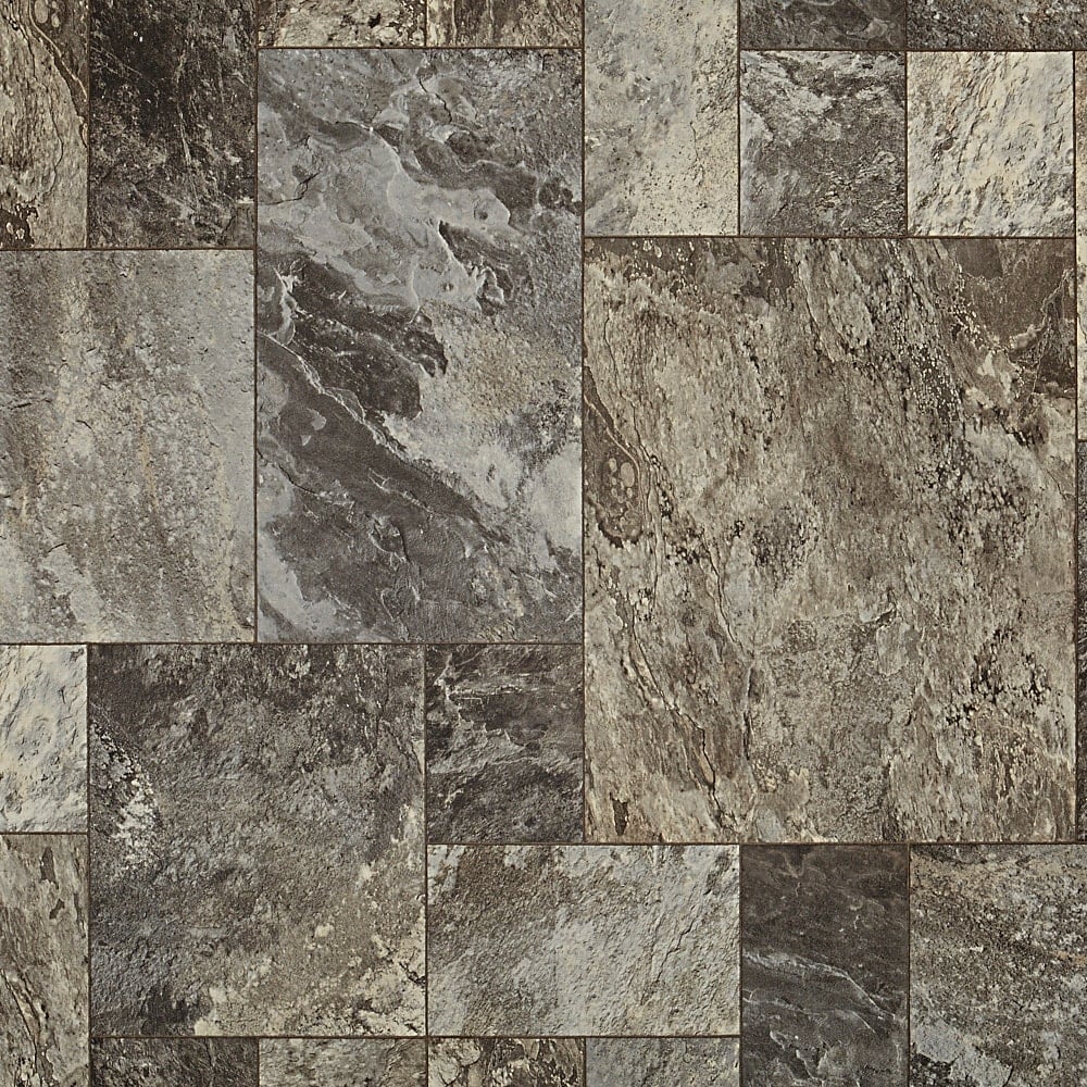 Style Selections 12-ft W Cut-to-Length Montfort Slate Stone-Look Low-Gloss Sheet Vinyl Flooring
