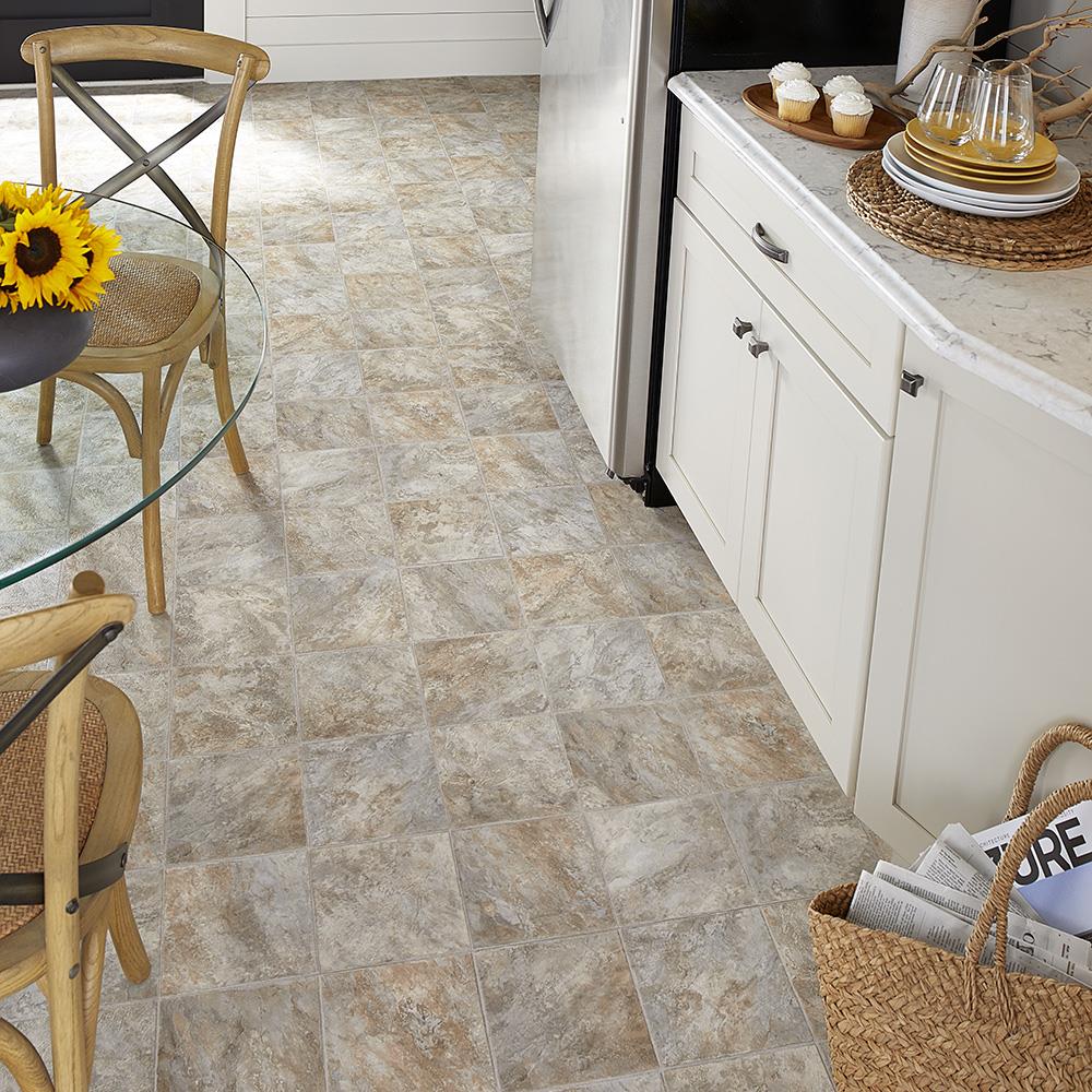 Style Selections 12-ft W Cut-to-Length Sienna Slate Stone-Look Low-Gloss Sheet Vinyl Flooring
