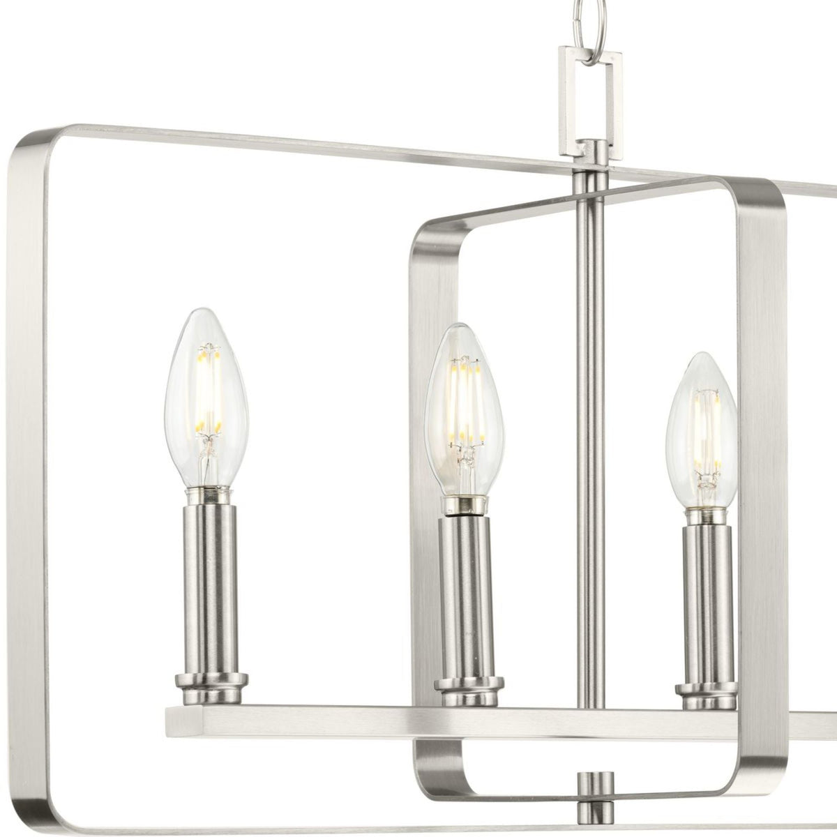 Progress Lighting McColl 6-Light Brushed Nickel Transitional Linear Large Hanging Kitchen Island Light