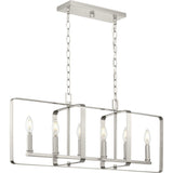 Progress Lighting McColl 6-Light Brushed Nickel Transitional Linear Large Hanging Kitchen Island Light
