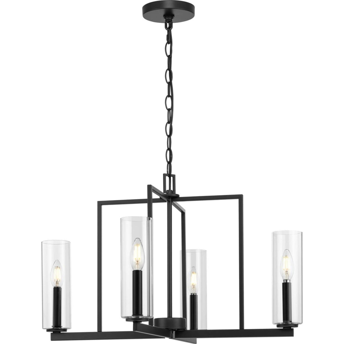 Progress Lighting Glennaire 4-Light Matte Black Modern/Contemporary Chandelier