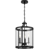 Progress Lighting Morehouse 3-Light Matte Black Transitional Seeded Glass Cylinder Medium Hanging Pendant Light