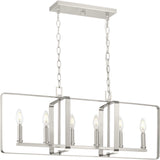 Progress Lighting McColl 6-Light Brushed Nickel Transitional Linear Large Hanging Kitchen Island Light
