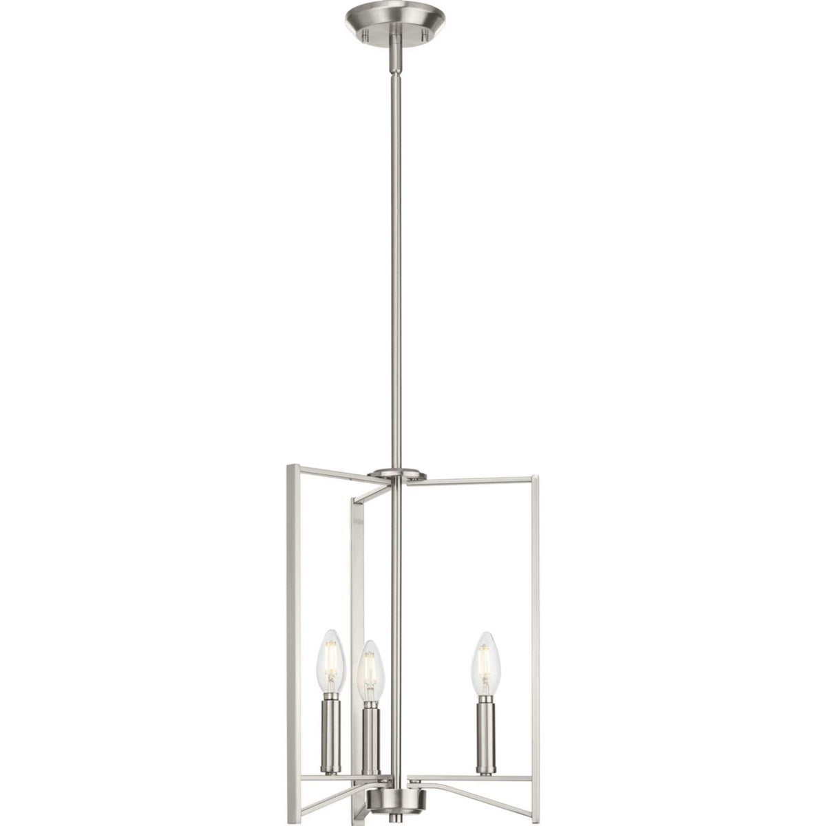 Progress Lighting Roxobel 3-Light Brushed Nickel Modern/Contemporary Square Medium Hanging Pendant Light