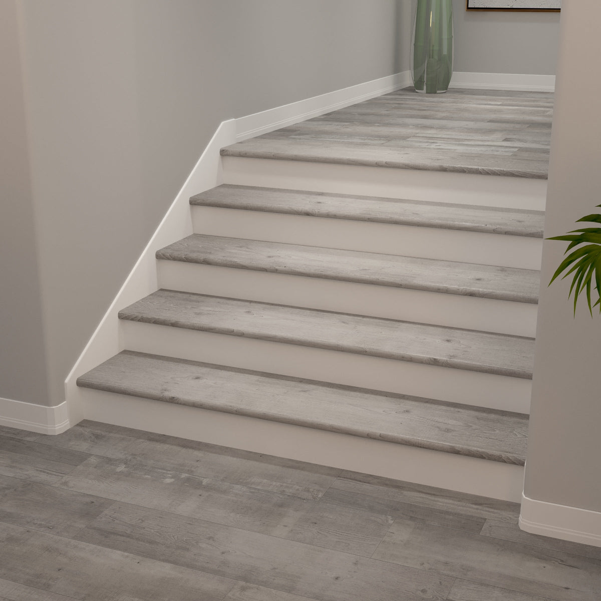 Cali Bamboo Gray Ash Vinyl Stair Tread — Classic, 11.5 in x 48.03 in
