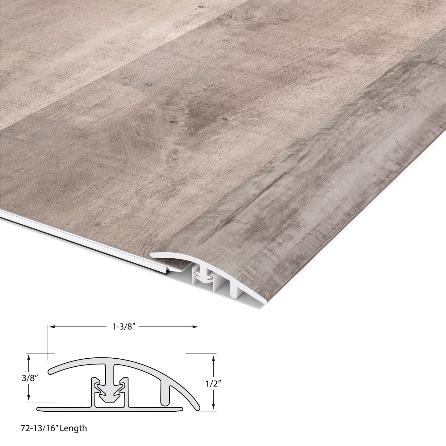 CALI Pro with Mute Step Gray Ash 1.37-in x 72-in Vinyl Floor Reducer