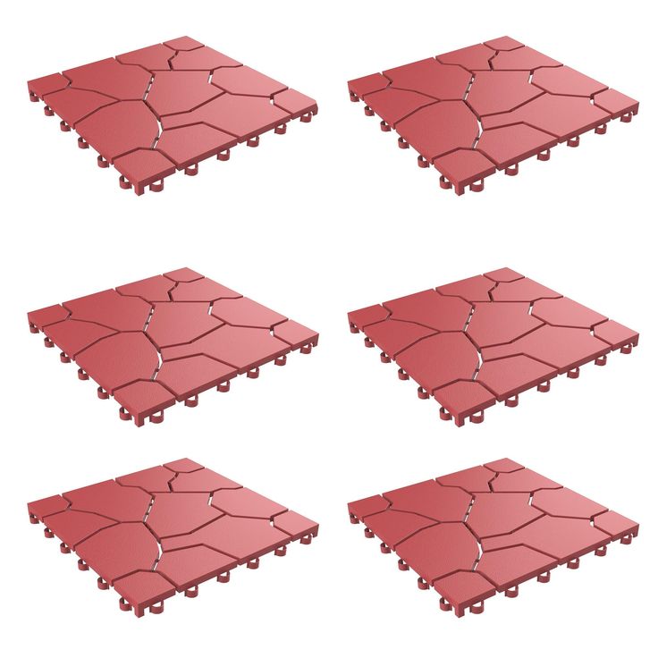 Pure Garden, Patio and Deck Tiles, Polypropylene, Brick Red, 6 Pack