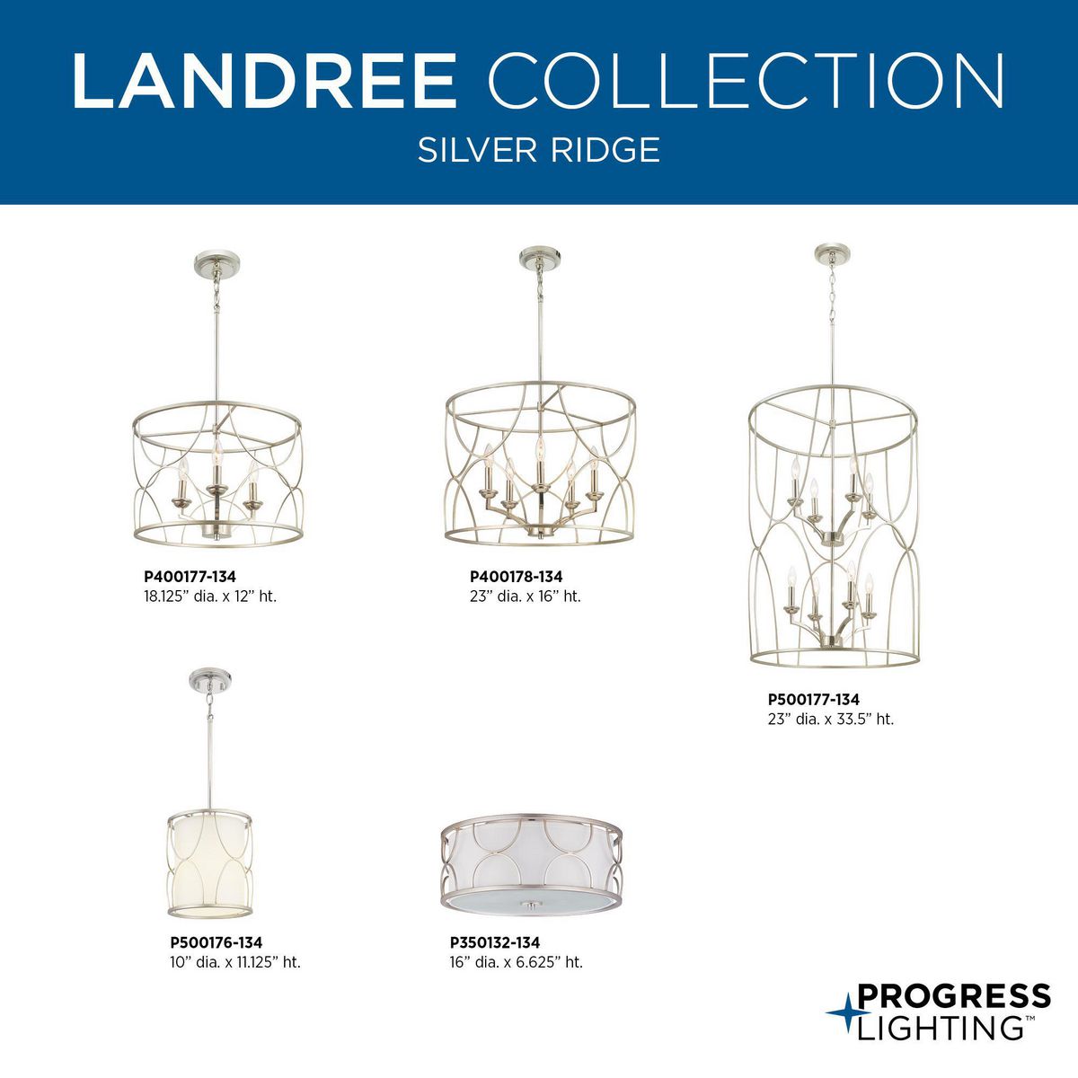 Progress Lighting Landree 3-Light Gray Traditional Chandelier