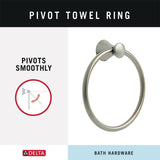 Delta Lahara Brilliance Stainless Steel Wall Mount Towel Ring