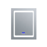 Lexora Bracciano 24-in x 32-in Lighted LED Fog Free Surface Mount Gray Mirrored Soft Close Medicine Cabinet