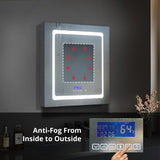 Lexora Bracciano 24-in x 32-in Lighted LED Fog Free Surface Mount Gray Mirrored Soft Close Medicine Cabinet