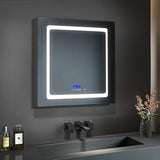 Lexora Bracciano 30-in x 32-in Lighted LED Fog Free Surface Mount Gray Mirrored Soft Close Medicine Cabinet