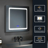 Lexora Bracciano 30-in x 32-in Lighted LED Fog Free Surface Mount Gray Mirrored Soft Close Medicine Cabinet