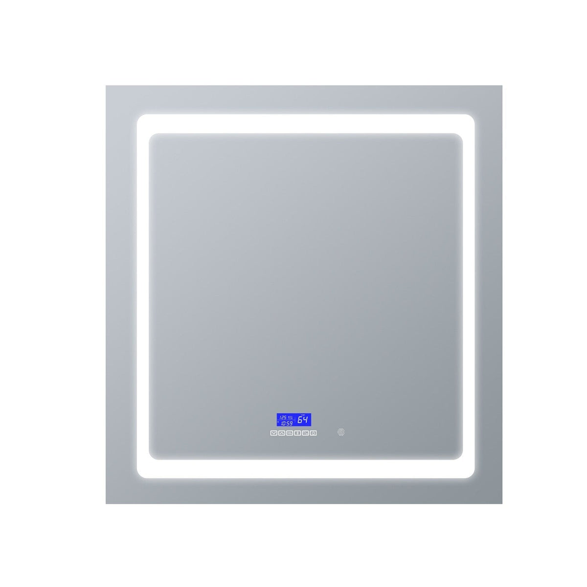 Lexora Bracciano 30-in x 32-in Lighted LED Fog Free Surface Mount Gray Mirrored Soft Close Medicine Cabinet