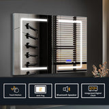 Lexora Bracciano 36-in x 32-in Lighted LED Fog Free Surface Mount Gray Mirrored Soft Close Medicine Cabinet