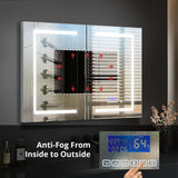 Lexora Bracciano 36-in x 32-in Lighted LED Fog Free Surface Mount Gray Mirrored Soft Close Medicine Cabinet