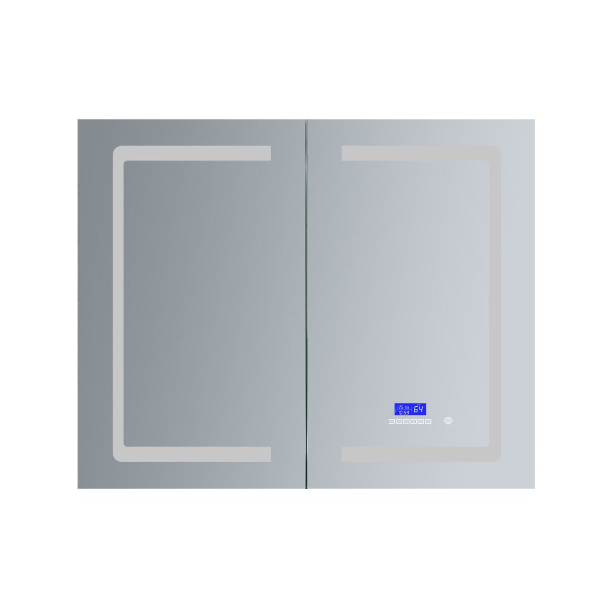 Lexora Bracciano 36-in x 32-in Lighted LED Fog Free Surface Mount Gray Mirrored Soft Close Medicine Cabinet