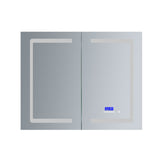 Lexora Bracciano 36-in x 32-in Lighted LED Fog Free Surface Mount Gray Mirrored Soft Close Medicine Cabinet