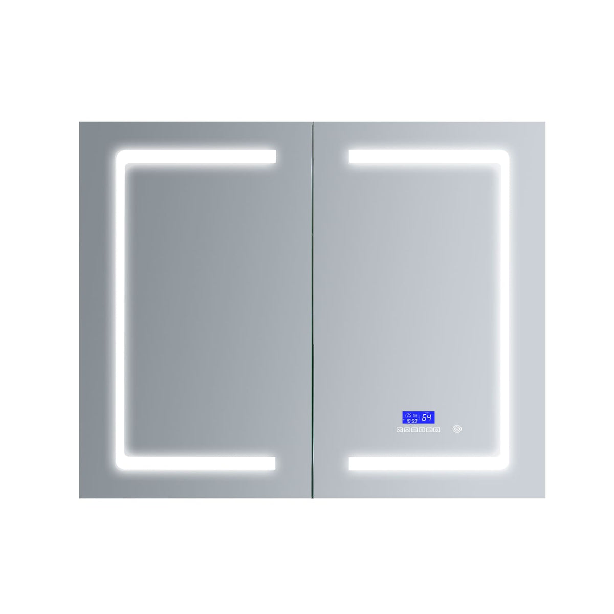 Lexora Bracciano 36-in x 32-in Lighted LED Fog Free Surface Mount Gray Mirrored Soft Close Medicine Cabinet