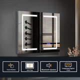Lexora Bracciano 36-in x 36-in Lighted LED Fog Free Surface Mount Gray Mirrored Soft Close Medicine Cabinet