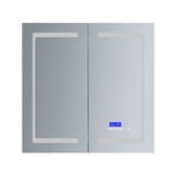 Lexora Bracciano 36-in x 36-in Lighted LED Fog Free Surface Mount Gray Mirrored Soft Close Medicine Cabinet