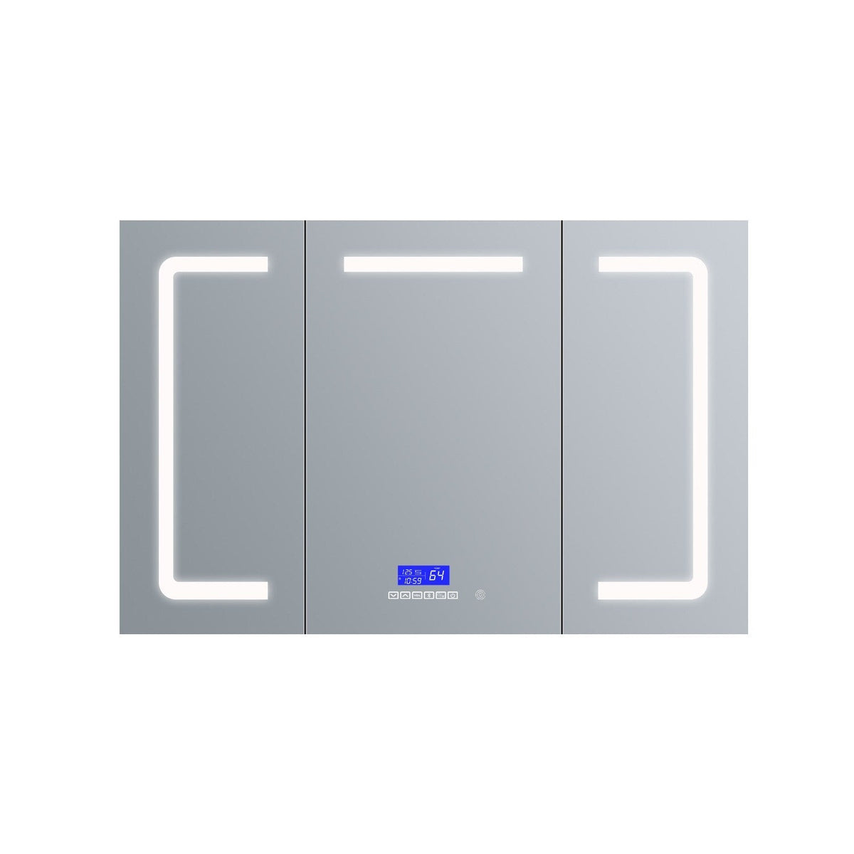Lexora Lesina 48-in x 32-in Lighted LED Fog Free Surface Mount Gray Mirrored Soft Close Medicine Cabinet