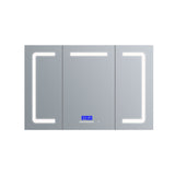 Lexora Lesina 48-in x 32-in Lighted LED Fog Free Surface Mount Gray Mirrored Soft Close Medicine Cabinet