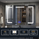Lexora Lesina 48-in x 32-in Lighted LED Fog Free Surface Mount Gray Mirrored Soft Close Medicine Cabinet