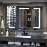 Lexora Lesina 48-in x 32-in Lighted LED Fog Free Surface Mount Gray Mirrored Soft Close Medicine Cabinet
