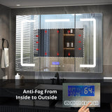 Lexora Lesina 48-in x 32-in Lighted LED Fog Free Surface Mount Gray Mirrored Soft Close Medicine Cabinet