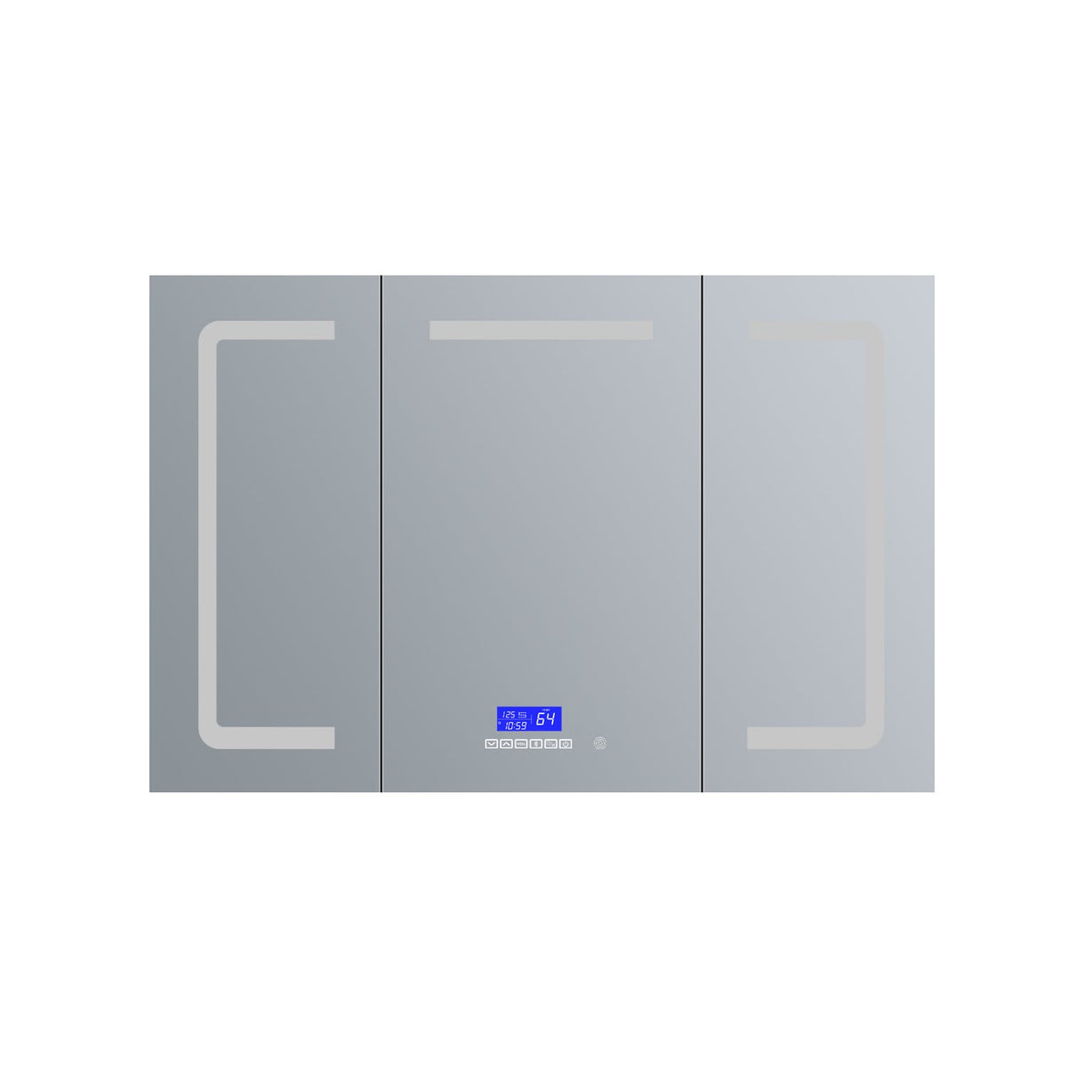 Lexora Lesina 48-in x 32-in Lighted LED Fog Free Surface Mount Gray Mirrored Soft Close Medicine Cabinet