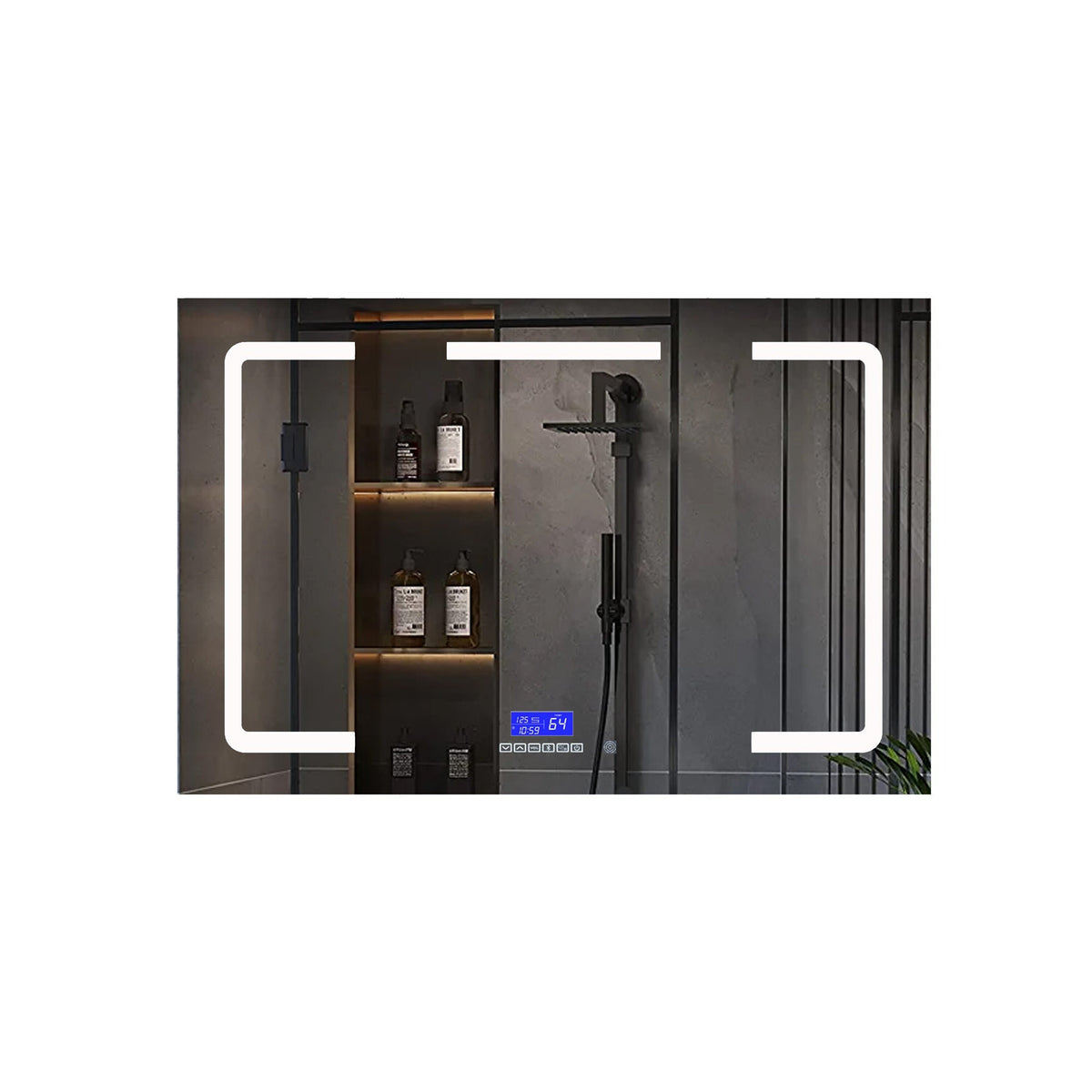 Lexora Lesina 48-in x 32-in Lighted LED Fog Free Surface Mount Gray Mirrored Soft Close Medicine Cabinet