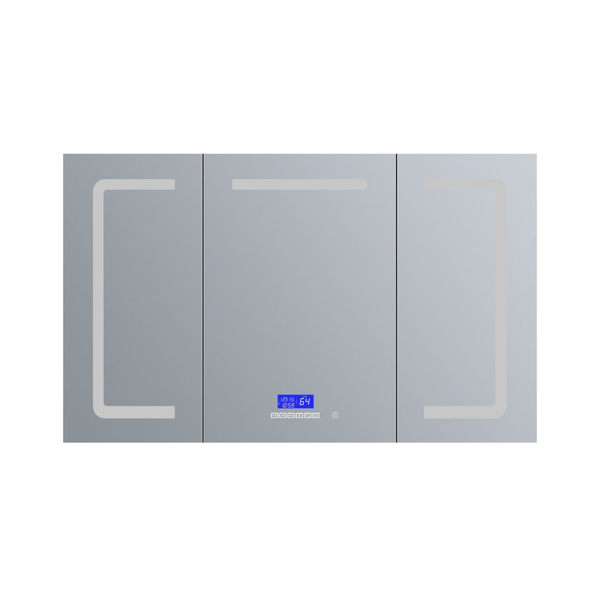 Lexora Lesina 60-in x 32-in Lighted LED Fog Free Surface Mount Gray Mirrored Soft Close Medicine Cabinet