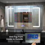 Lexora Lesina 60-in x 32-in Lighted LED Fog Free Surface Mount Gray Mirrored Soft Close Medicine Cabinet
