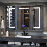 Lexora Lesina 48-in x 36-in Lighted LED Fog Free Surface Mount Gray Mirrored Soft Close Medicine Cabinet