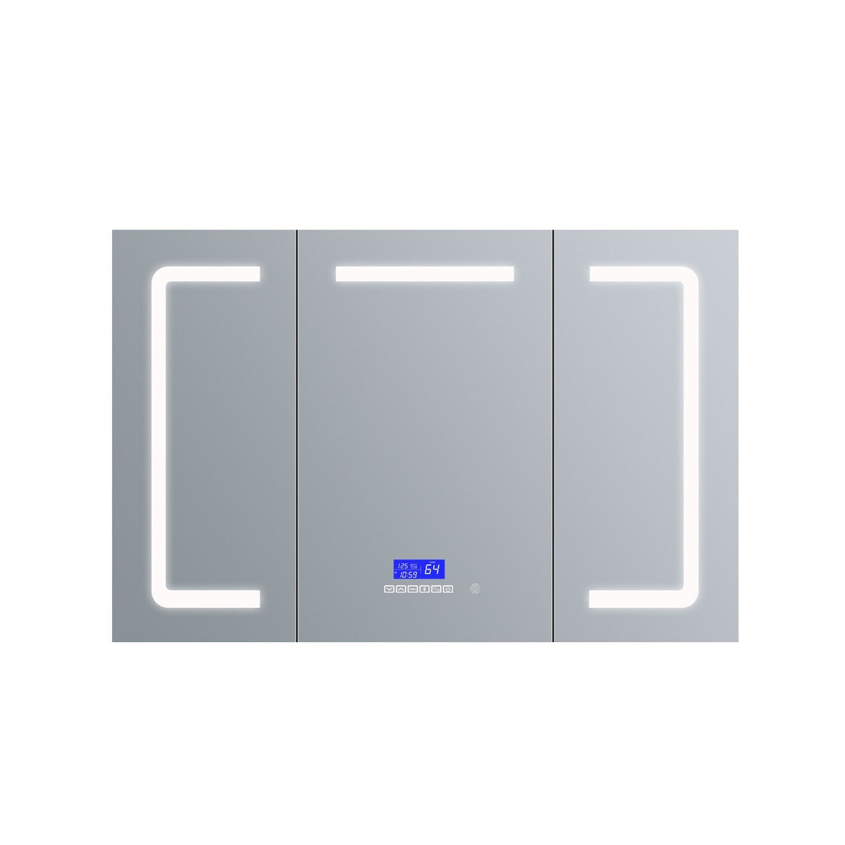 Lexora Lesina 48-in x 36-in Lighted LED Fog Free Surface Mount Gray Mirrored Soft Close Medicine Cabinet
