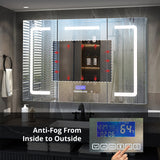Lexora Lesina 48-in x 36-in Lighted LED Fog Free Surface Mount Gray Mirrored Soft Close Medicine Cabinet