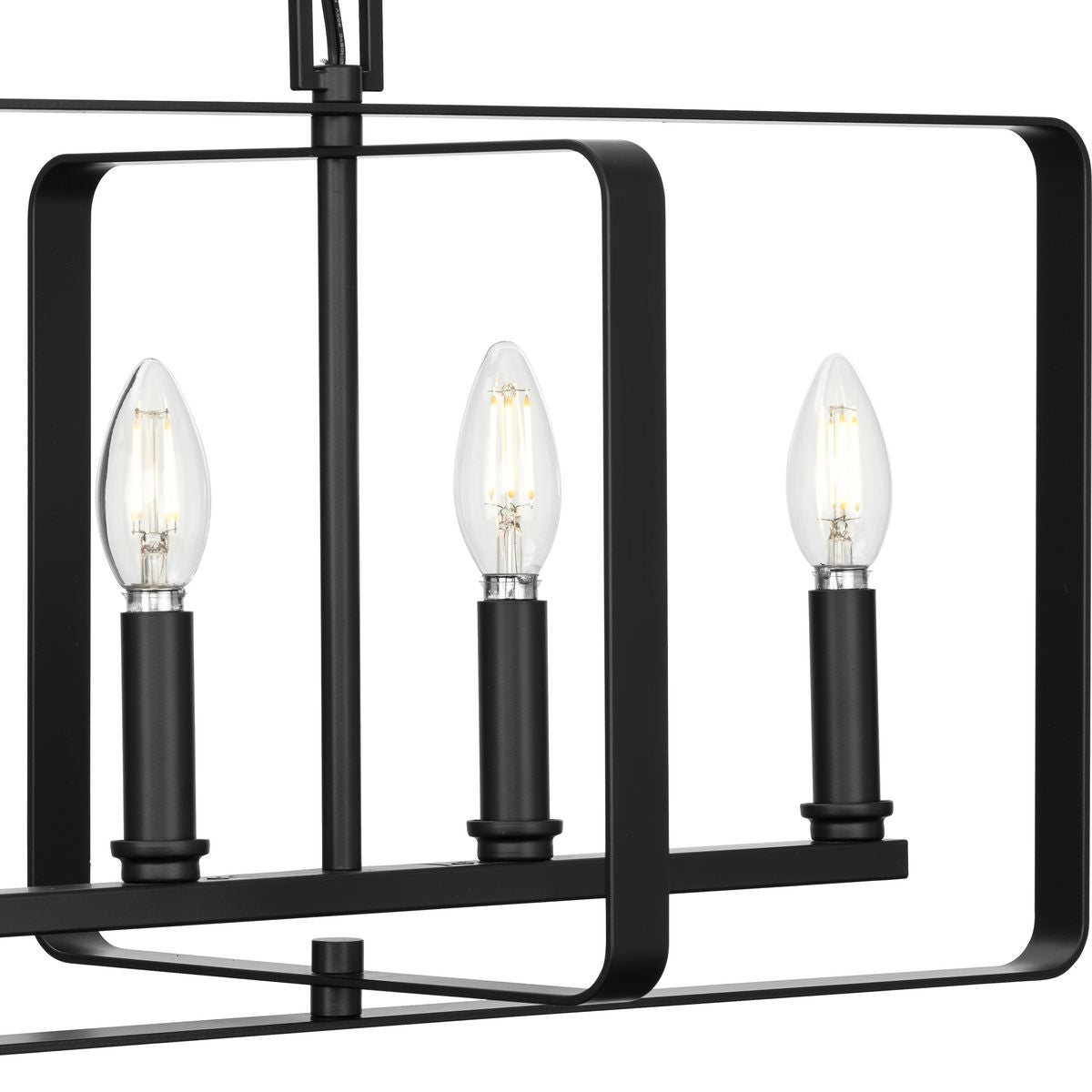 Progress Lighting McColl 6-Light Matte Black Transitional Linear Large Hanging Kitchen Island Light