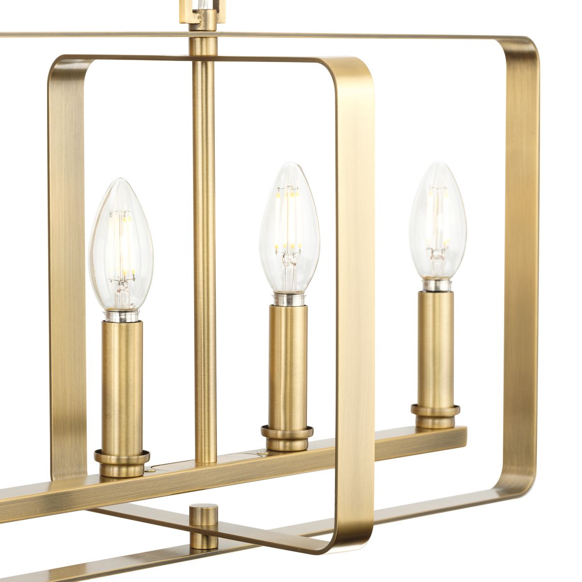 Progress Lighting McColl 6-Light Vintage Brass Transitional Linear Large Hanging Kitchen Island Light