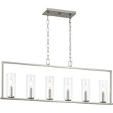 Progress Lighting Glennaire 6-Light Brushed Nickel Modern/Contemporary Clear Glass Linear Large Hanging Kitchen Island Light