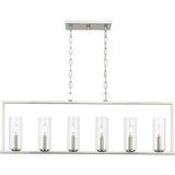 Progress Lighting Glennaire 6-Light Brushed Nickel Modern/Contemporary Clear Glass Linear Large Hanging Kitchen Island Light