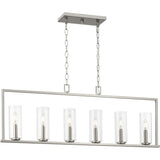 Progress Lighting Glennaire 6-Light Brushed Nickel Modern/Contemporary Clear Glass Linear Large Hanging Kitchen Island Light