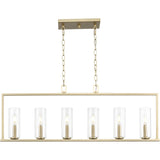 Progress Lighting Glennaire 6-Light Brushed Gold Modern/Contemporary Clear Glass Linear Large Hanging Kitchen Island Light