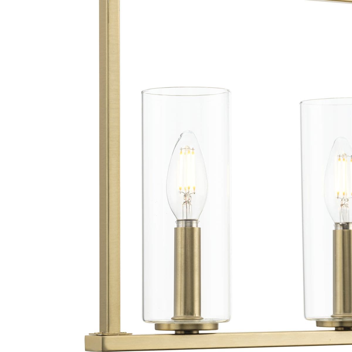 Progress Lighting Glennaire 6-Light Brushed Gold Modern/Contemporary Clear Glass Linear Large Hanging Kitchen Island Light