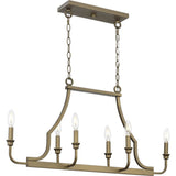 Progress Lighting Myerly 6-Light Weathered Brass Modern/Contemporary Linear Large Hanging Kitchen Island Light