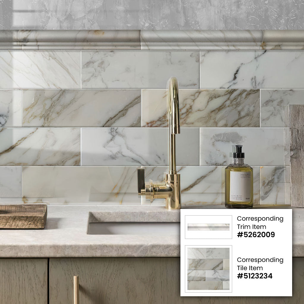 Apollo Tile (Sample) Floor and Wall Tile White 4-in x 4-in Polished Marble Subway Floor and Wall Tile